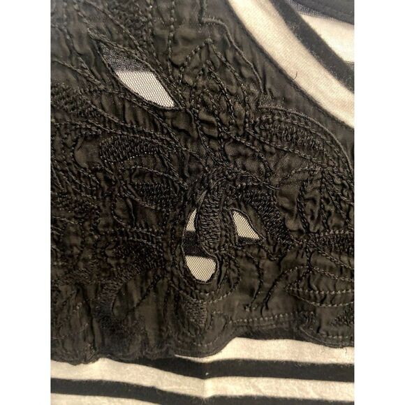 NWT Chico's T-shirt top Epic Stripe black/white solid cotton, Size 0, round neck - Picture 5 of 13